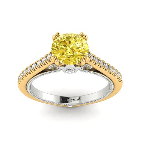 Yellow Gold Yellow Sapphire Alpine Two Tone Engagement Ring