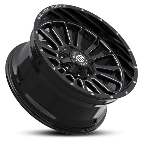 BLACK ROCK VICTORY GLOSS BLACK MILLED 20X10 6X139 7 WHEEL WHEELS CNC