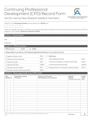 Fillable Online Development Cpd Record Form Fax Email Print Pdffiller