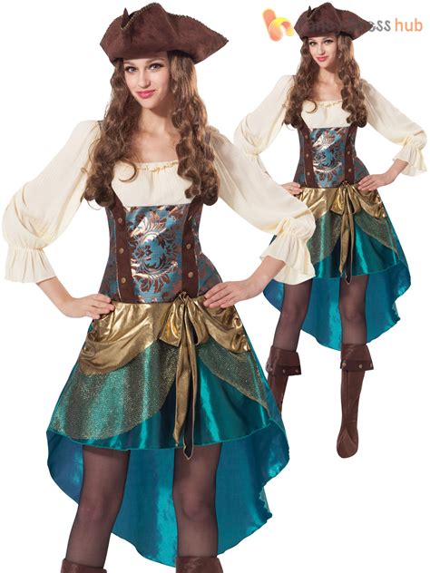 Ladies Pirate Princess Costume Adult Captain Buccaneer Fancy Dress