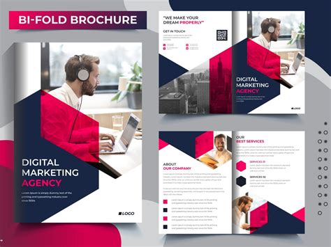 Bi Fold 4 Pages Corporate Business Brochure Template Design Brochure