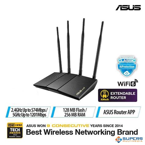 Asus Rt Ax1800hp Dual Band Wifi 6 Extendable Router Built In Vpn