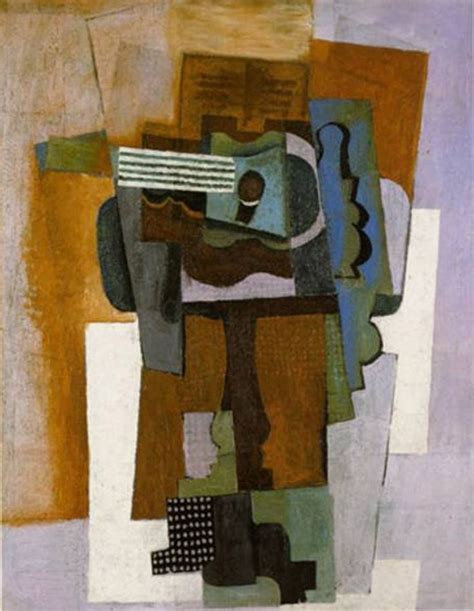 Guitar On A Pedestal Table By Pablo Picasso Oil On Canvas