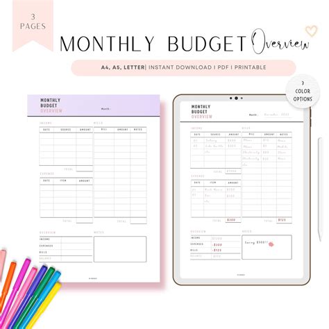 Monthly Budget Overview – mrsneat