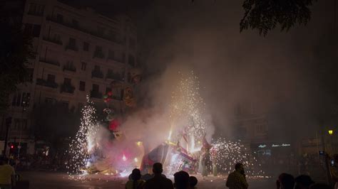 Fireworks and ninot display at celebration night of Las Fallas, Spain 28596781 Stock Video at ...