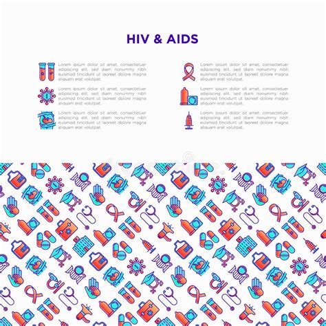 Hiv And Aids Concept With Thin Line Icons Stock Illustration