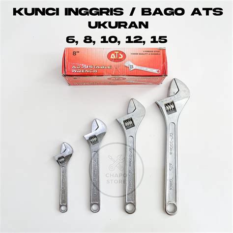 Jual Kunci Inggris ATS 6 8 10 12 15 Inch Adjustable Wrench Kunci Bago