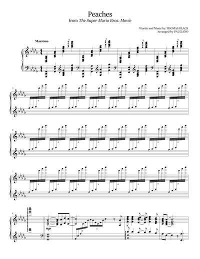 Jack Black (The Super Mario Bros.) "Peaches" Sheet Music - Pauliano ...