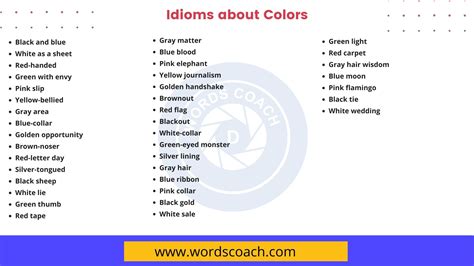 35 Idioms About Colors In English With Meanings And Examples Word Coach