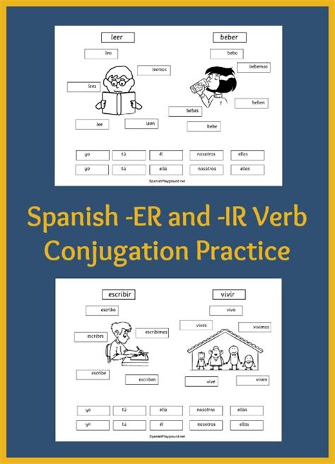 Spanish Verb Practice For Kids Cut And Paste Pages Spanish Playground