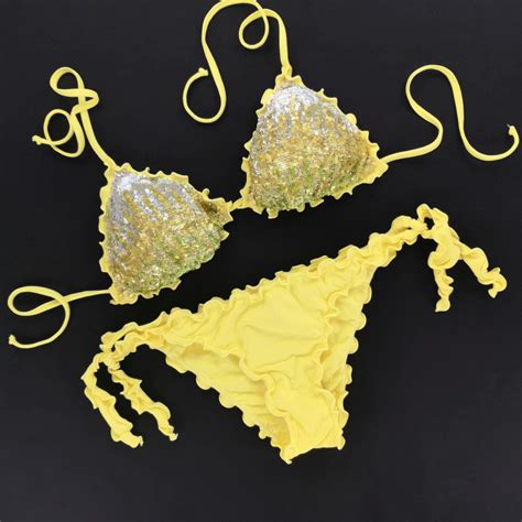 Triangle Bikini Paillettes Lemon Bikini Bottom Fashion Beach