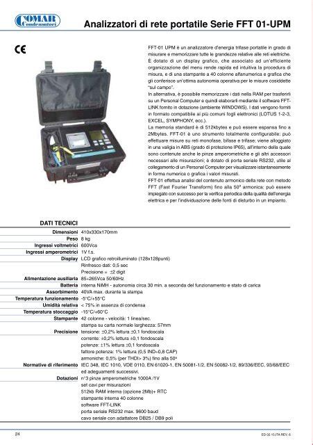 Analizzatori Di Rete Portatile Serie Fft Upm Comar