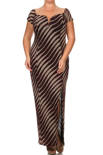 Plus Size Born To Shine Striped Slit Maxi Dress Plussizefix