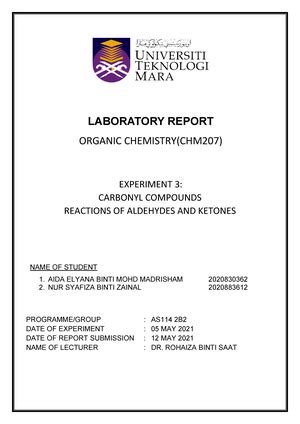 Chm 207 Lab Report Ex 4 Objective To Study The Reactions Of