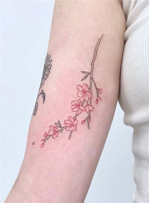 Fine Line Cherry Blossom Tattoo For The Arm Feminine Tattoos Blossom