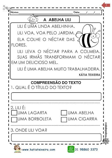 Texto A Abelha Lili E Anos Interpreta O Imagens