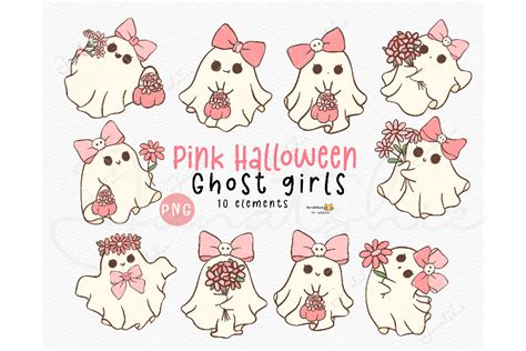 Cute Halloween Cute Ghost Girl Clip Art Graphic by Janatshie · Creative ...