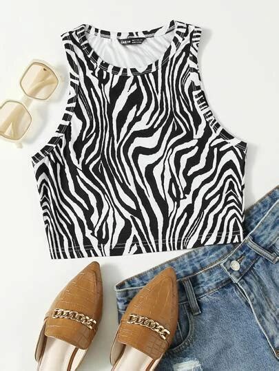 Shein Zebra Striped Tank Top Clothes For Women Clothes Patterned