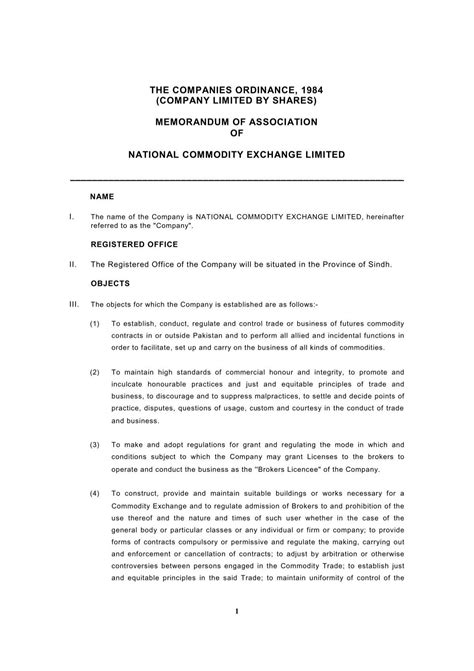 Memorandum Of Association Consultancy Services In Pakistan