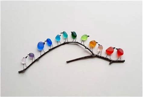 Amazon Sea Glass Rainbow Birds Framed Sea Glass Artwork Sea Glass