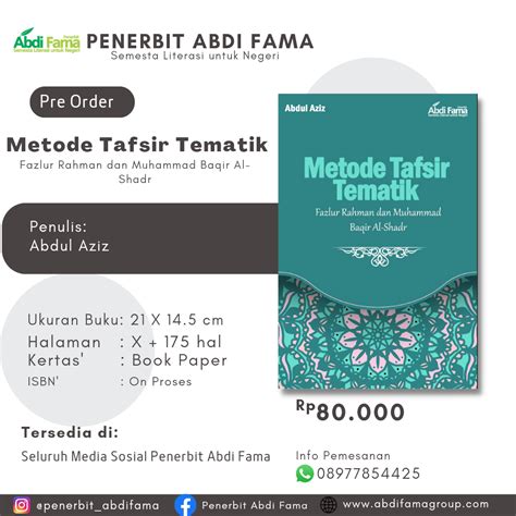 Metode Tafsir Tematik Fazlur Rahman Dan Muhammad Baqir Al Shadr Abdi