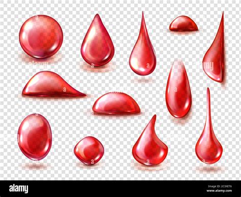 Red Drops Of Red Water Wine Or Blood Isolated On Transparent