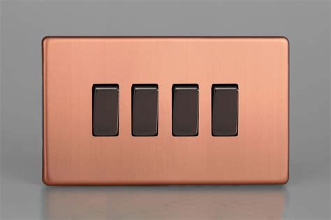 Varilight Xdy9s Bc Urban Screwless Brushed Copper 4 Gang 10a 2 Way Rocker Light Switch