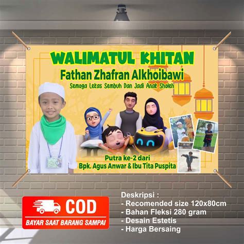 Jual Banner Backdrop Walimatul Khitan Anak Custom Gratis Desain