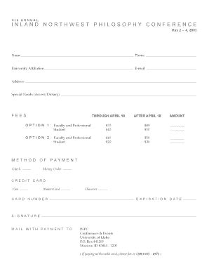 Fillable Online Webpages Uidaho Printable Pdf Form University Of