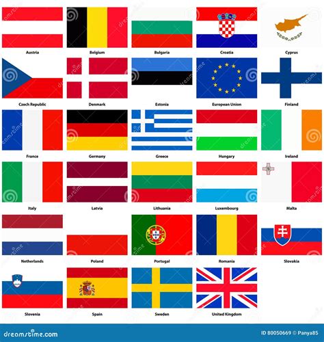 Alle Vlaggen Van De Landen Van De Europese Unie Vector Illustratie