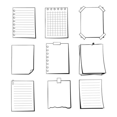 Set Of Blank Paper Sheets Hand Drawn Illustrations Comic Style