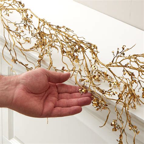 Gold Glittered Branching Garland Garlands Floral Supplies Craft Supplies Factory Direct