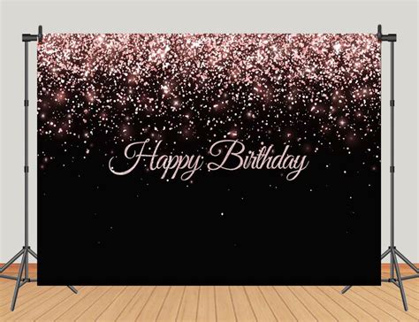 Rose Gold Glitter Photography Backdrops Happy Birthday Party Etsy