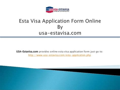 Online Esta Visa Application Form