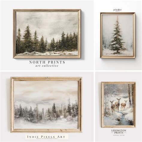 Printable Vintage Winter Art Prints - The Birch Cottage