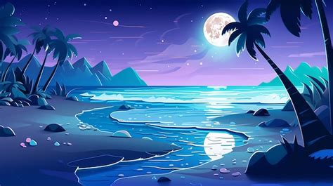 Premium Ai Image A Magical Moonlit Beach With Glowing Sea Creatures