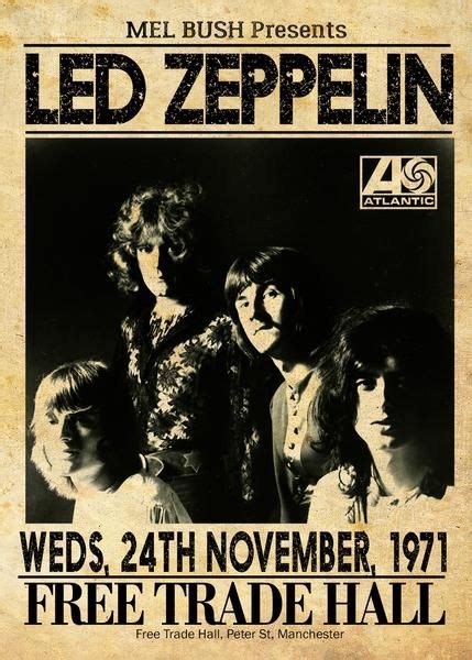 Led Zeppelin 1971 Manchester Free Trade Hall Concert Poster Led