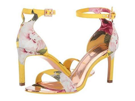 Womens Ted Baker London Ulaniip Ankle Strap Yellow Floral Sandal Heel