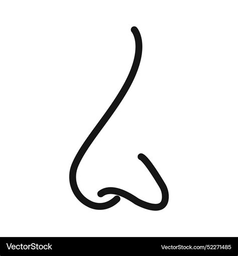 Human Nose Icon Black Line Art Logo Royalty Free Vector