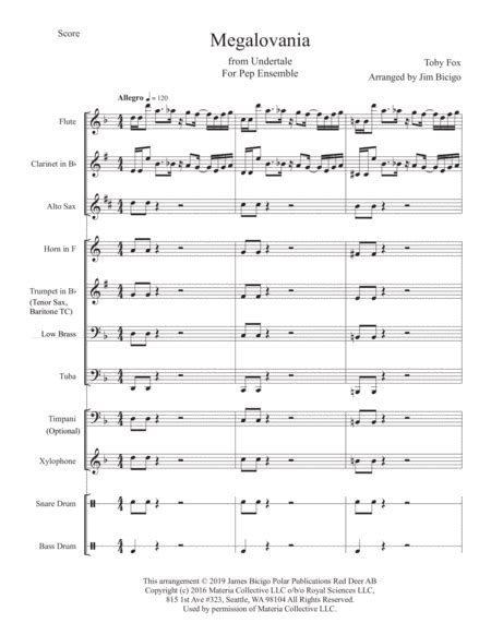 MEGALOVANIA From Undertale Arr Jim Bicigo By Toby Fox Sheet Music