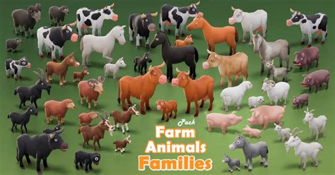 Farm Animals Families | 3D Animals | Unity Asset Store