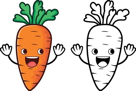 Happy Cartoon Carrot Vector Illustration Carrot Vegetable Mascot Character Vector Image