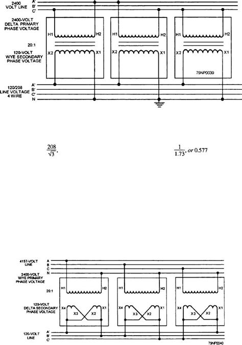 Figure 3-39.--Delta-wye transformer connections.