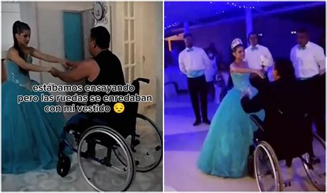 Quinceañera emociona al bailar con su abuelo en silla de ruedas en su