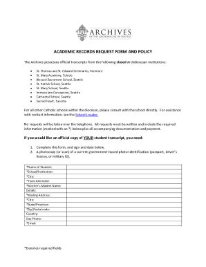 Fillable Online Student Academic Record Or Transcript Requests