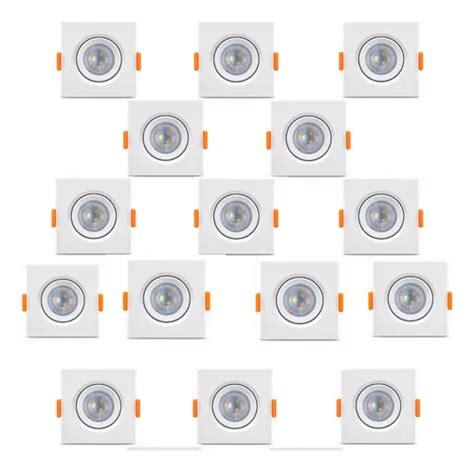 Kit 15 Spot Led Cob Direcionável Quadrado 5w Branco Forte Branco Frio