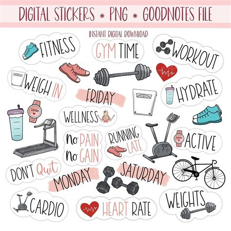 The Digital Stickers Are Designed To Look Like Gym Related Items