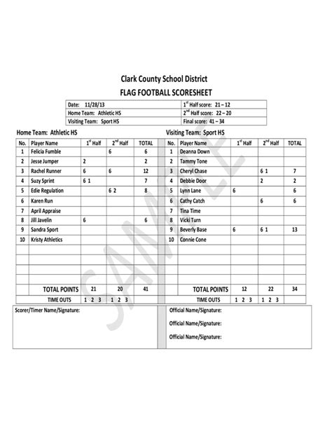 Football Score Sheet - 3 Free Templates in PDF, Word, Excel Download