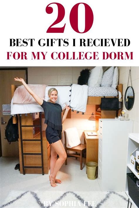 A Woman Standing In Her Dorm Room With The Words 20 Best Ts I