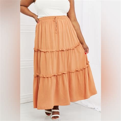 Zenana Outfitters Skirts New Zenana Plus Size Summer Days Ruffled Maxi Skirt In Butter